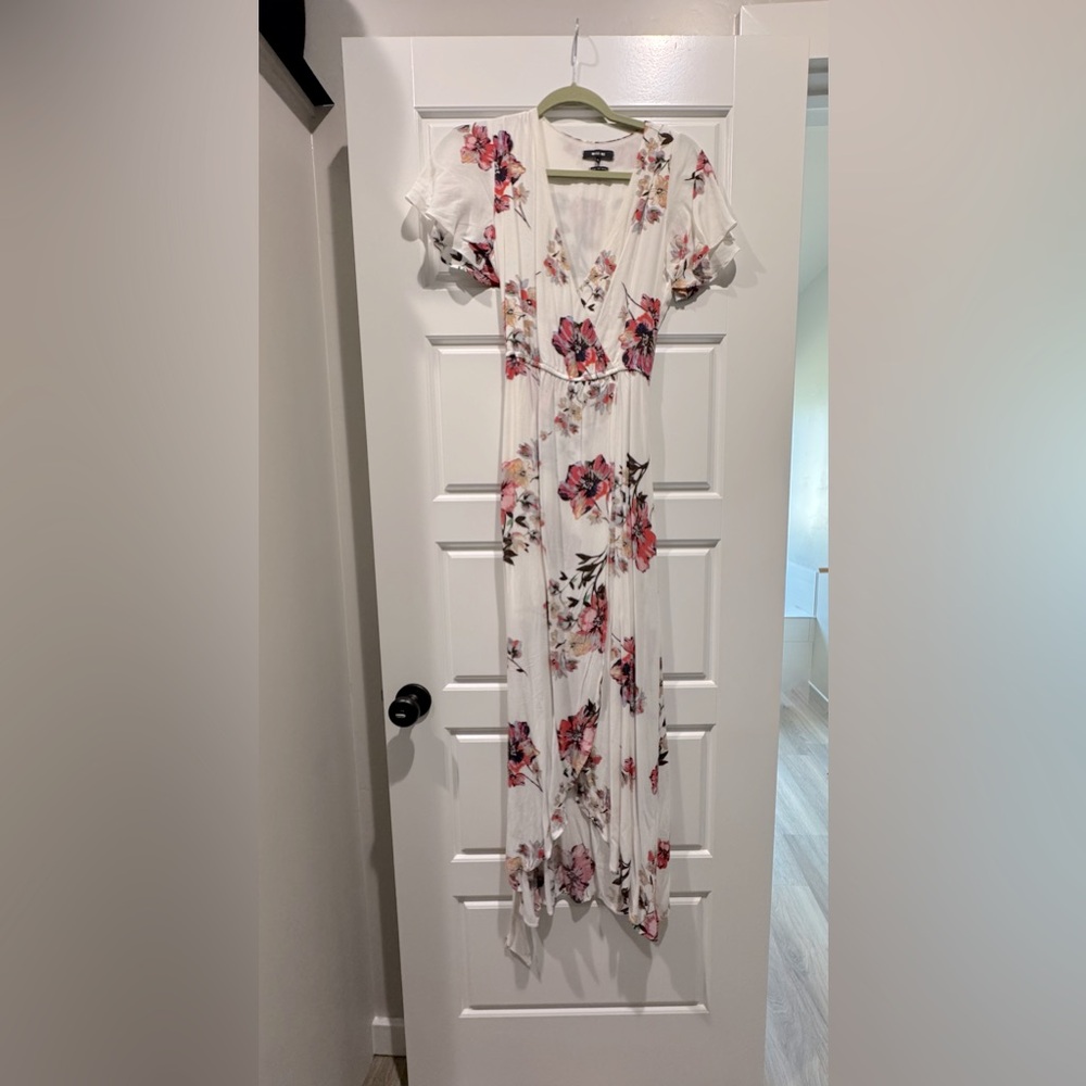 White Floral Wrap Maxi Dress